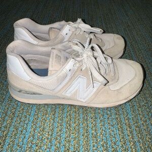 New Balance Women's Light Beige and White Casual Sneakers